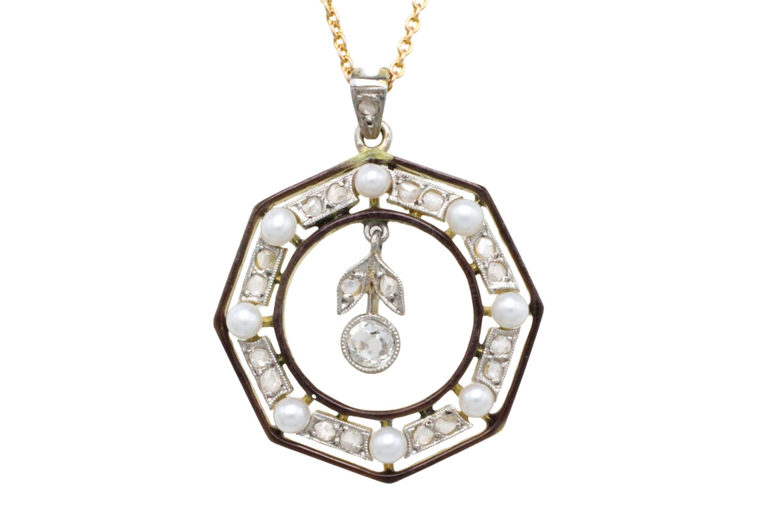 Belle Epoque pendant with diamonds and pearls