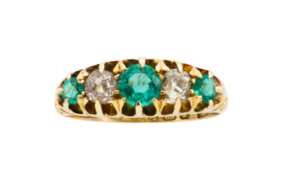 Edwardian emerald and diamond ring from 1908-Antique rings-The Antique Ring Shop