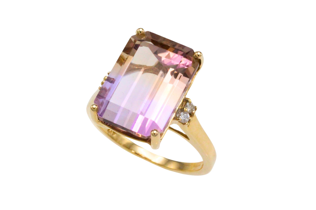 Amatrine and diamond ring