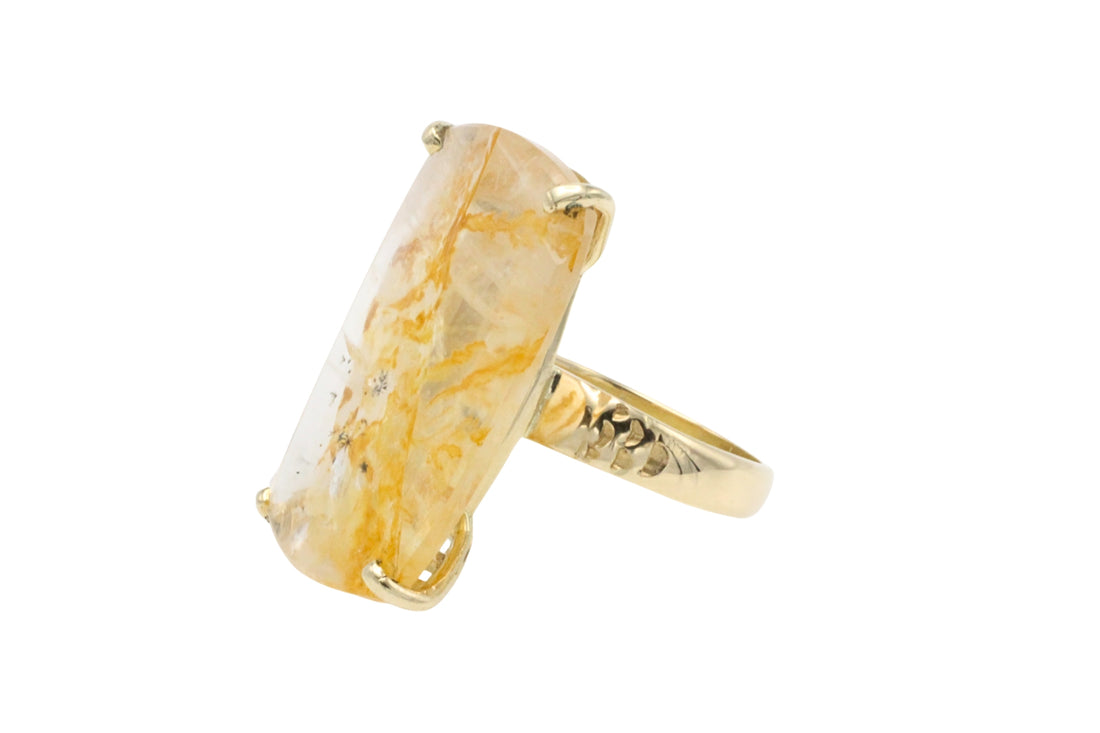 Large rock crystal ring in 14 carat gold-Vintage Rings-The Antique Ring Shop