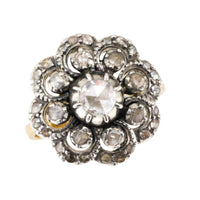 Vintage rose diamond ring in silver and gold