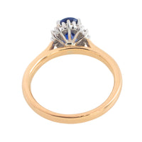Sapphire and diamond cluster ring in 18 carat gold