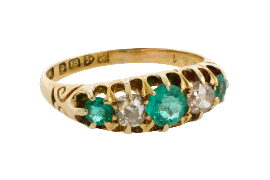 Edwardian emerald and diamond ring from 1908-Antique rings-The Antique Ring Shop