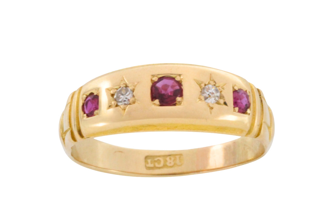 Victorian ruby and diamond gypsy ring