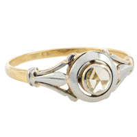 Rose diamond 18 carat white and yellow gold ring