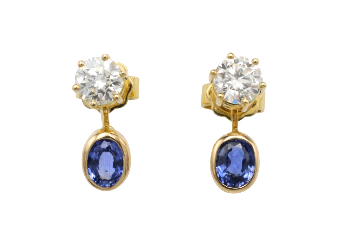 Diamond studs with detachable sapphires