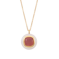 Rhodochrosite and agate pendant in 18 carat gold