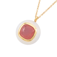 Rhodochrosite and agate pendant in 18 carat gold