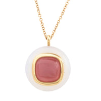 Rhodochrosite and agate pendant in 18 carat gold