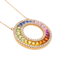 Multi colored carre cut sapphire and diamond pendant-The Antique Ring Shop
