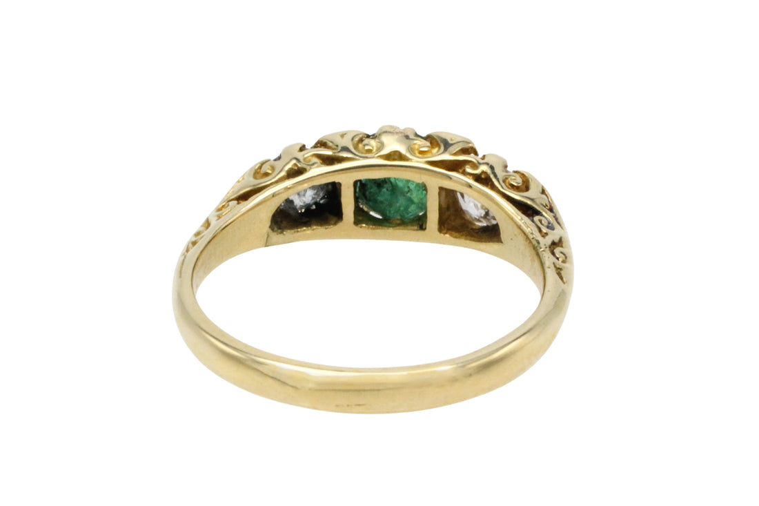 Vintage emerald and diamond ring-Vintage Rings-The Antique Ring Shop
