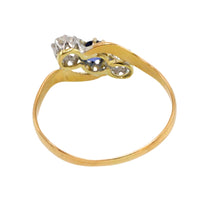 Victorian sapphire and old cut diamond swirl ring
