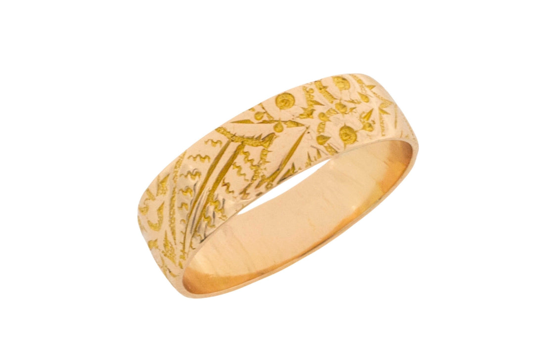 Antique band with floral motif from 1900-The Antique Ring Shop