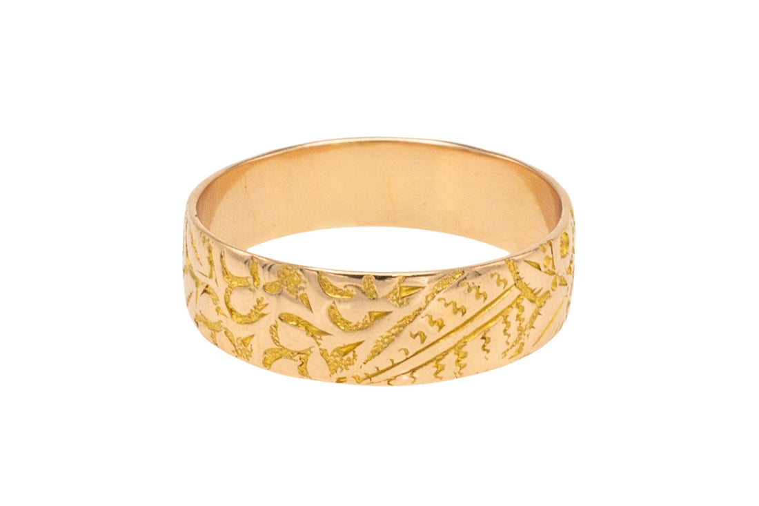 Antique band with floral motif from 1900-The Antique Ring Shop