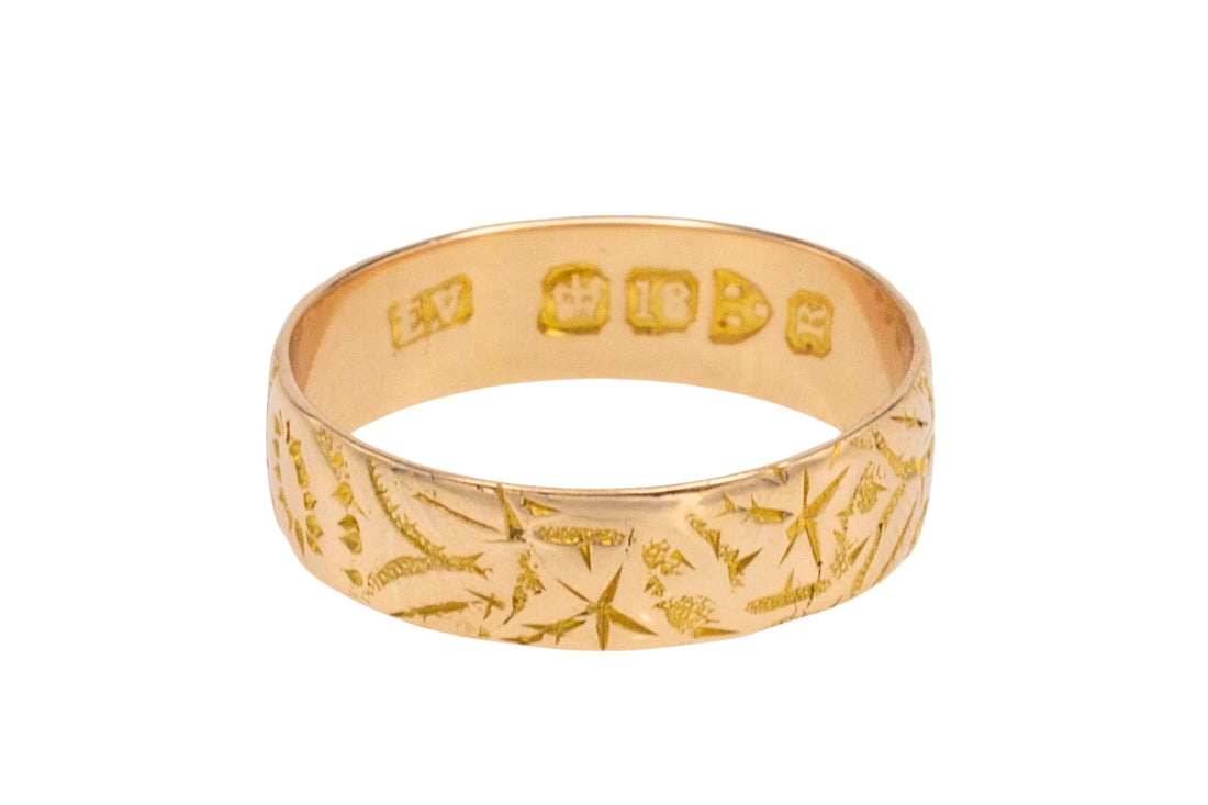 Antique band with floral motif from 1900-The Antique Ring Shop