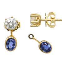 Diamond studs with detachable sapphires