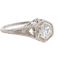 Vintage Art Deco diamond ring in platinum-engagement rings-The Antique Ring Shop