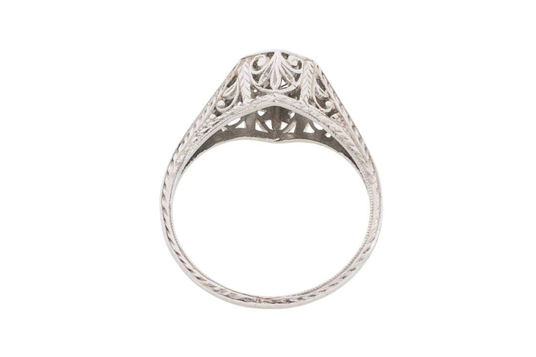 Vintage Art Deco diamond ring in platinum-engagement rings-The Antique Ring Shop