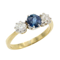 Vintage 18 carat gold sapphire and diamond ring-engagement rings-The Antique Ring Shop
