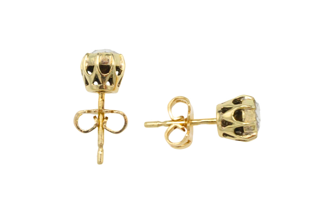 Rose diamond earrings in 14 carat gold-Earrings-The Antique Ring Shop