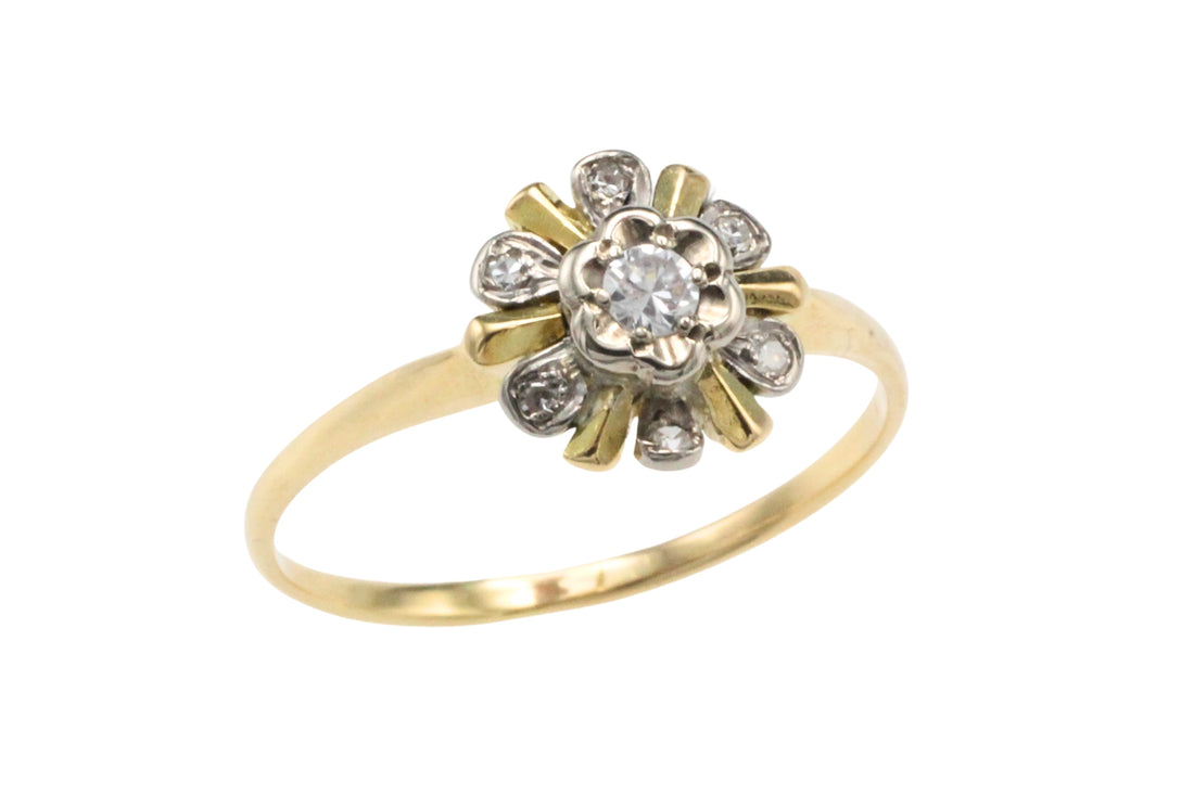 Vintage diamanten cluster ring van 18 karaat goud