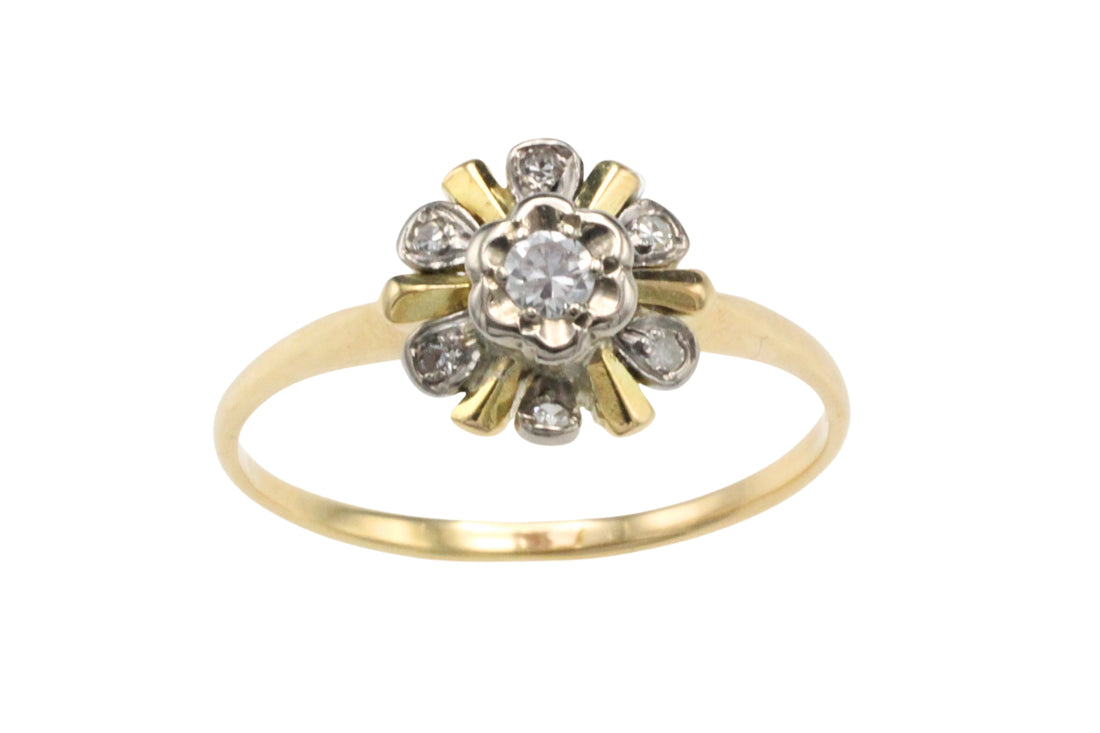 Vintage diamanten cluster ring van 18 karaat goud