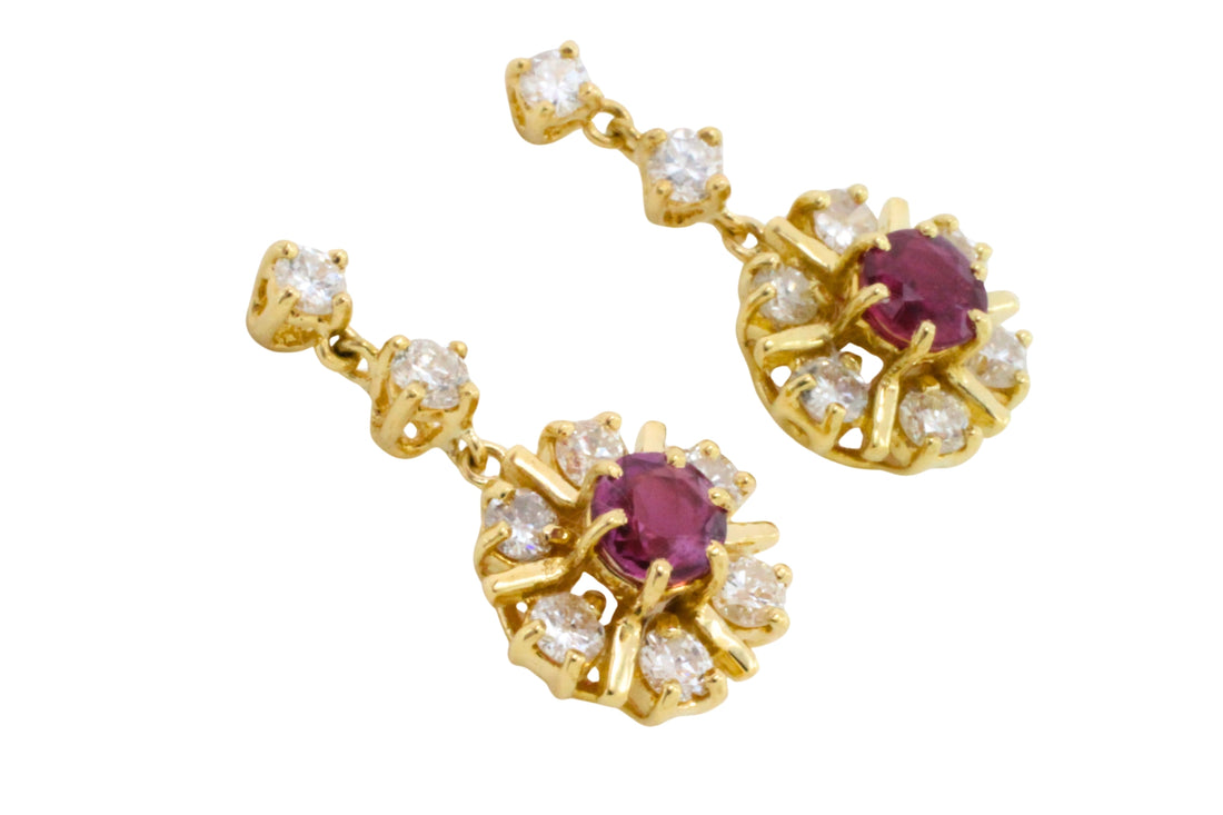 Ruby and diamond earrings