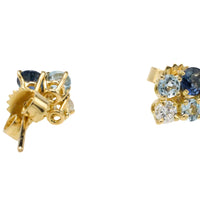 Aquamarine diamond and sapphire studs