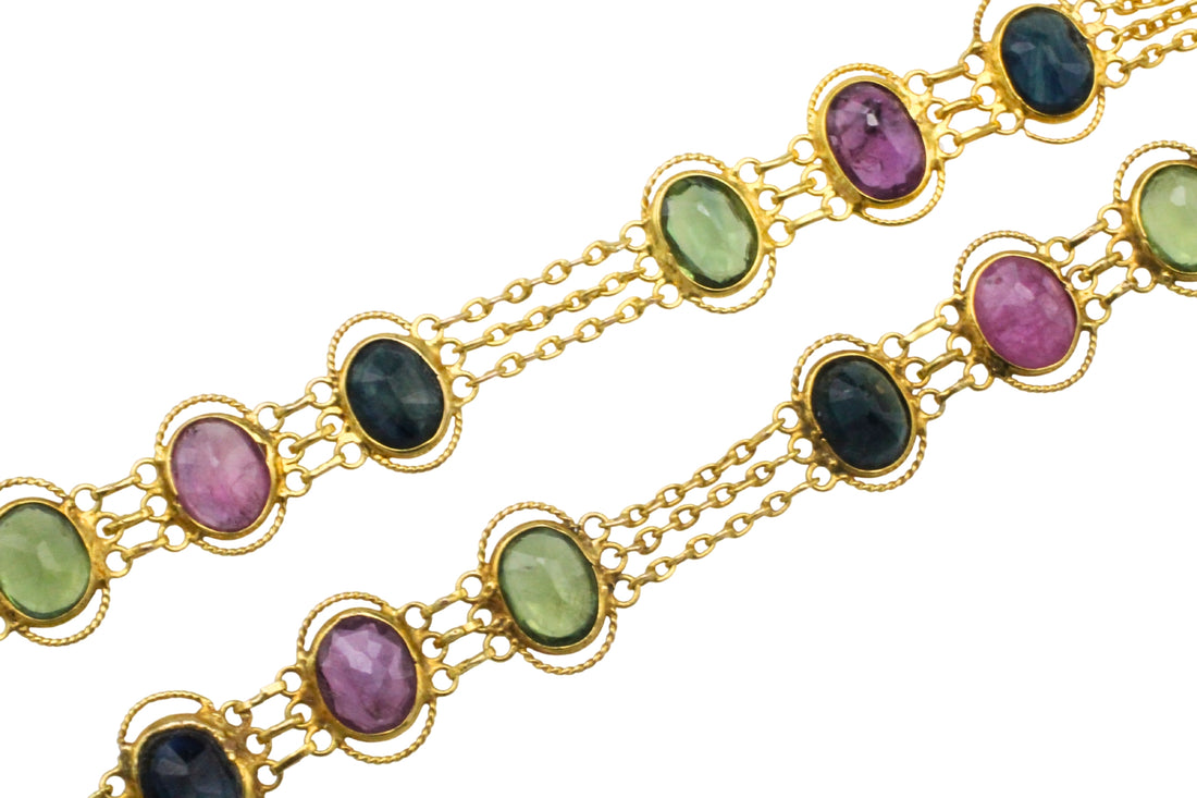 Sapphire ruby and tourmaline braclet