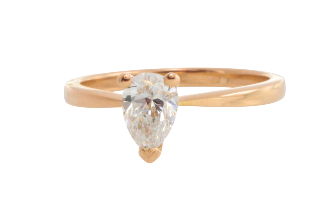 Pear cut diamond solitaire ring in 18 carat gold-engagement rings-The Antique Ring Shop