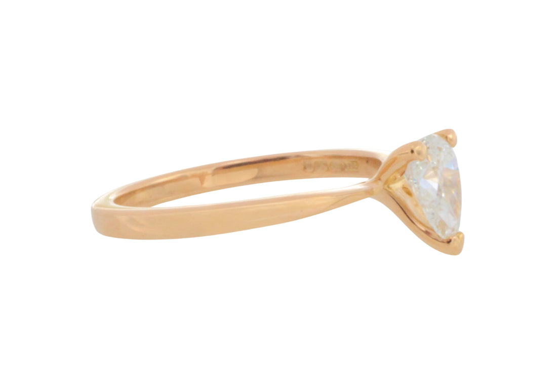 Pear cut diamond solitaire ring in 18 carat gold-engagement rings-The Antique Ring Shop