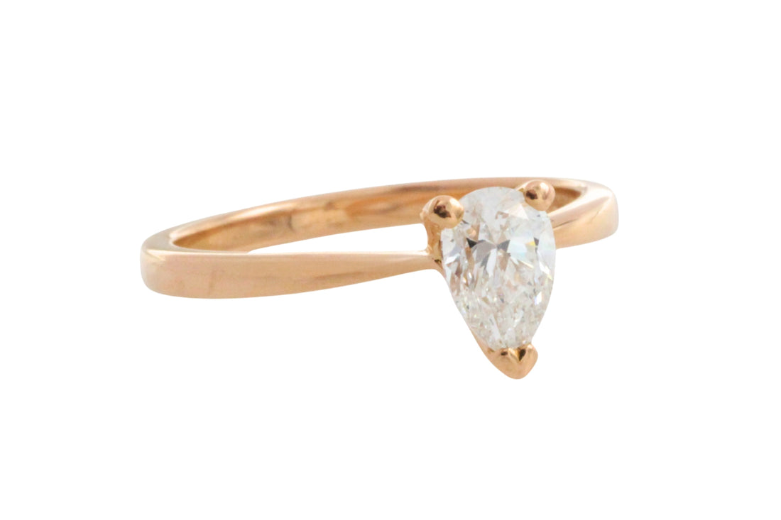 Pear cut diamond solitaire ring in 18 carat gold-engagement rings-The Antique Ring Shop