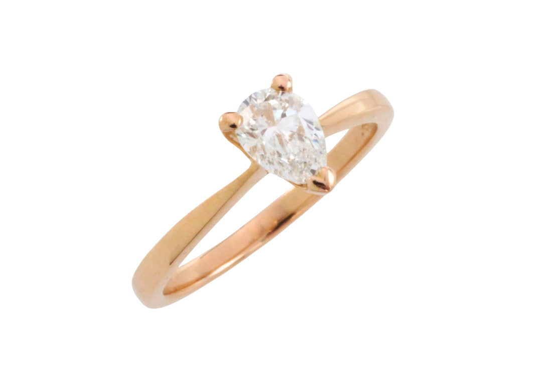 Pear cut diamond solitaire ring in 18 carat gold-engagement rings-The Antique Ring Shop