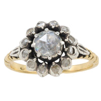 Rose diamond ring in silver and gold-Vintage Rings-The Antique Ring Shop