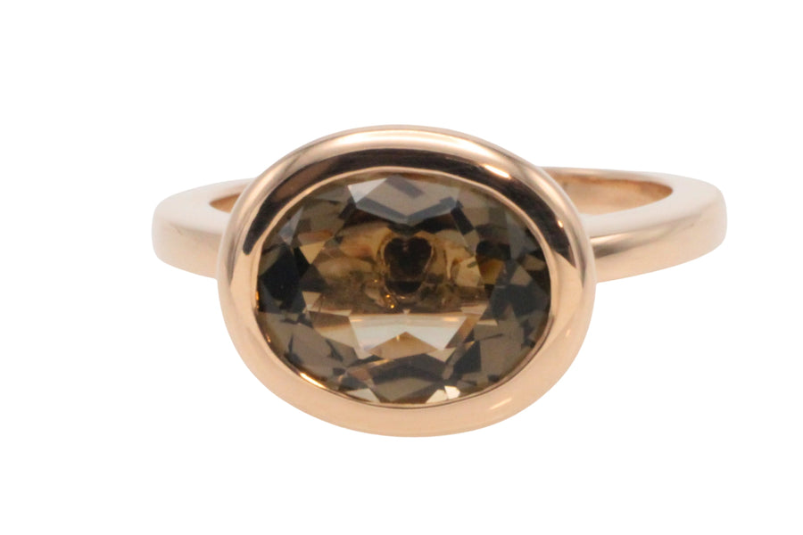 Smaoked quartz ring in 18 carat rose gold-Vintage Rings-The Antique Ring Shop
