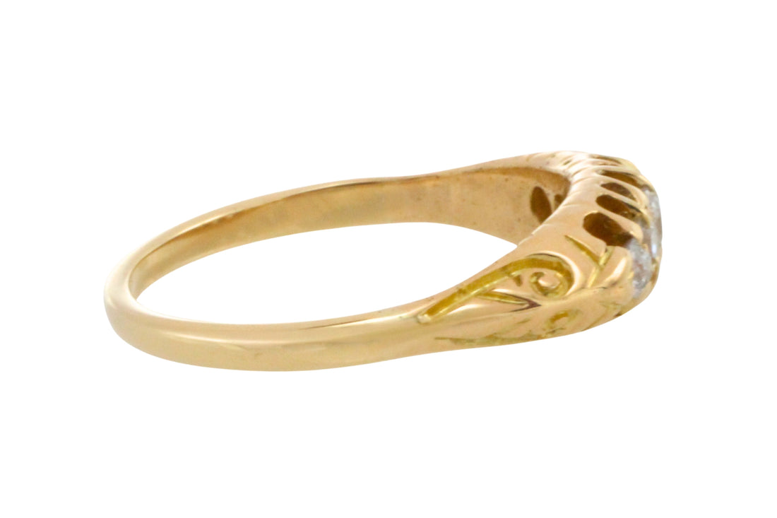 Edwardian five stone old cut diamond ring
