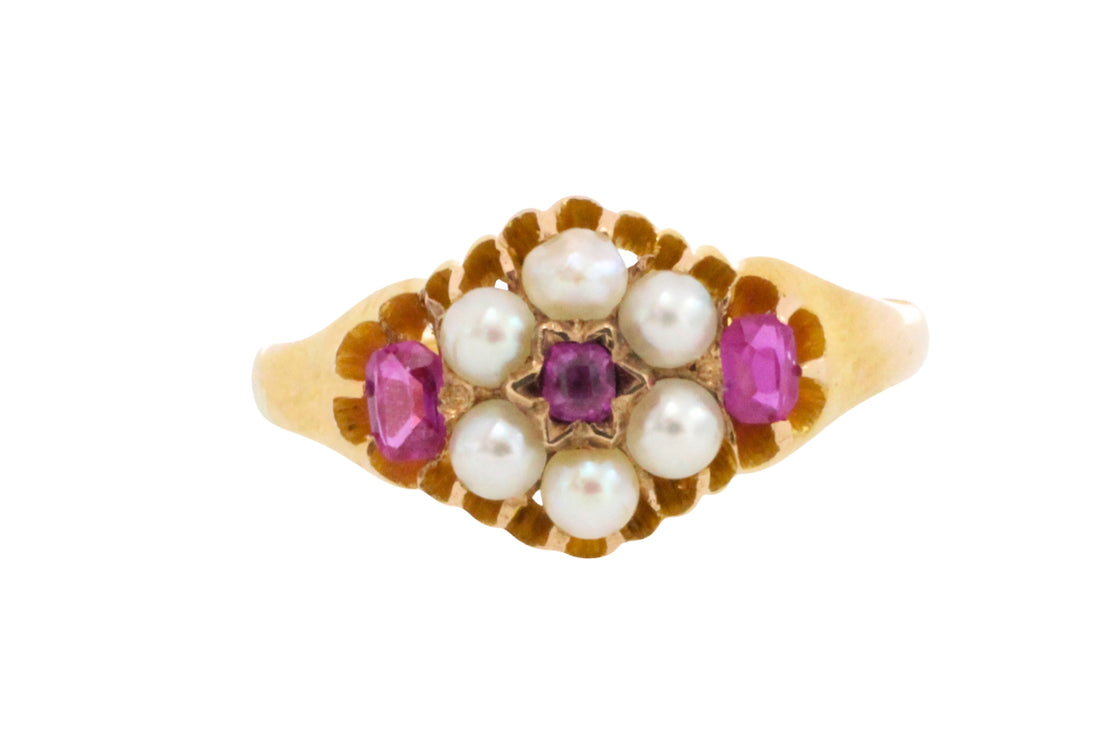 Ruby and pearl ring from 1872