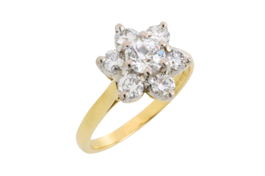 Vintage diamond cluster ring in 18 carat gold