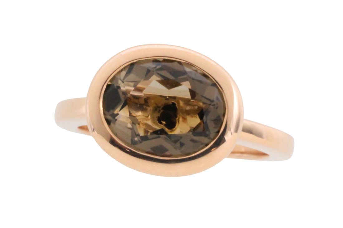 Smaoked quartz ring in 18 carat rose gold-Vintage Rings-The Antique Ring Shop