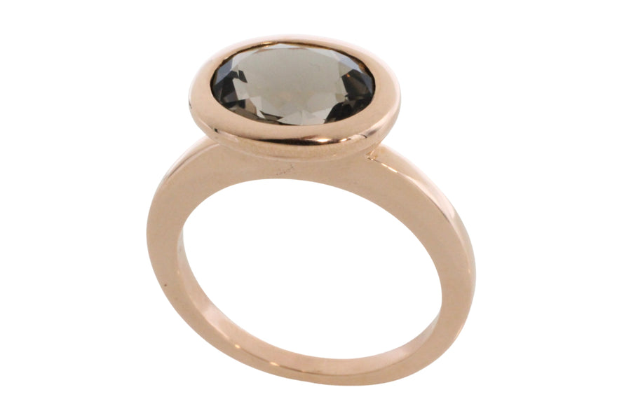 Smaoked quartz ring in 18 carat rose gold-Vintage Rings-The Antique Ring Shop