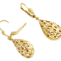 Gold filigree pendant drop earrings-Earrings-The Antique Ring Shop