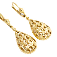 Gold filigree pendant drop earrings-Earrings-The Antique Ring Shop