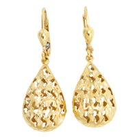 Gold filigree pendant drop earrings-Earrings-The Antique Ring Shop