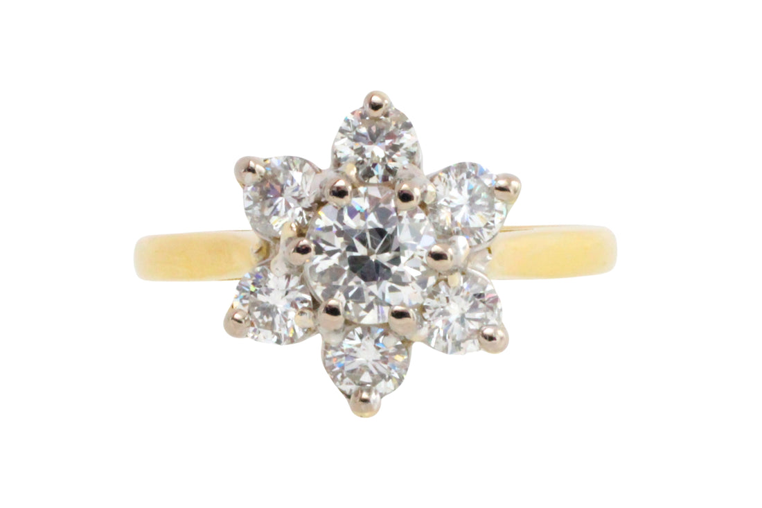 Vintage diamond cluster ring in 18 carat gold