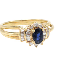 Sapphire and diamond ring in 14 carat gold-Vintage Rings-The Antique Ring Shop