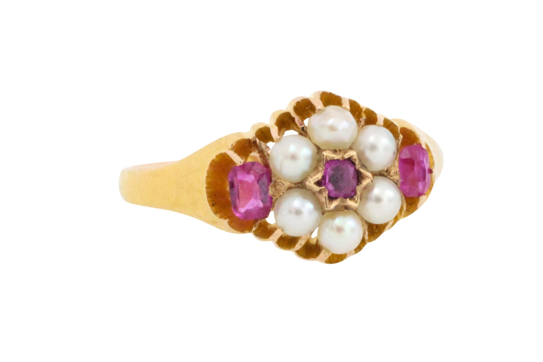 Ruby and pearl ring from 1872