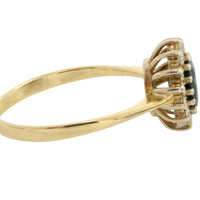Sapphire and diamond cluster ring in 14 carat gold-engagement rings-The Antique Ring Shop