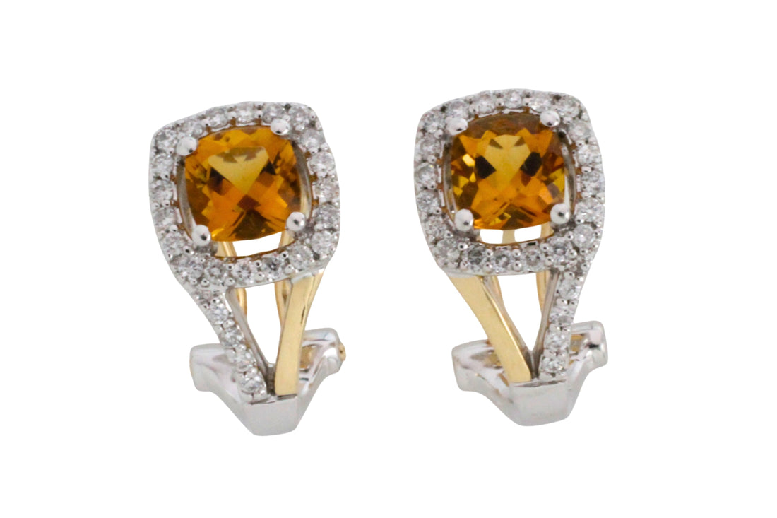 Citrine and diamond earrings