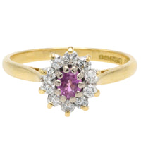 Vintage pink sapphire and diamond ring