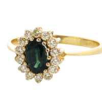 Sapphire and diamond cluster ring in 14 carat gold-engagement rings-The Antique Ring Shop